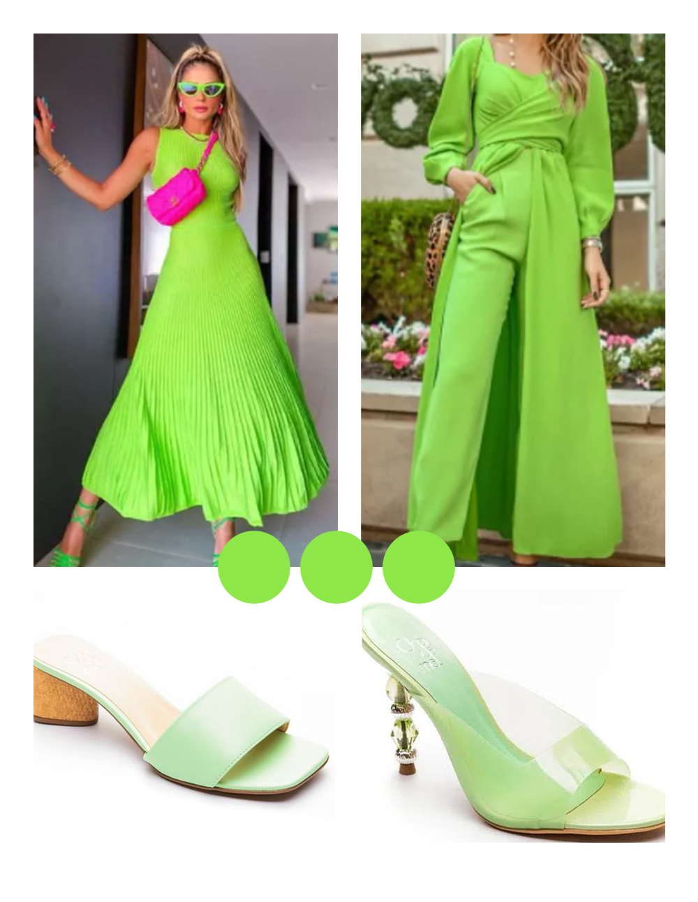 vestido cor verde, cor maça verde, look vestido verde, verde neon