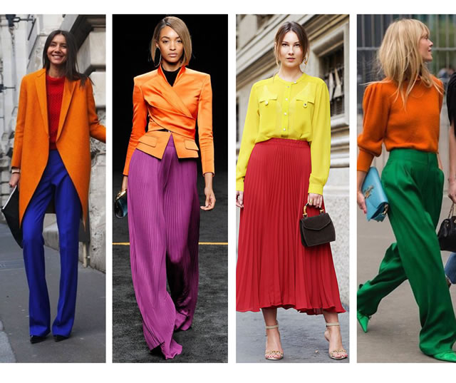 Creazione di colore  Combinações de cores da moda, Color blocking  outfits, Combinações de cores de roupas