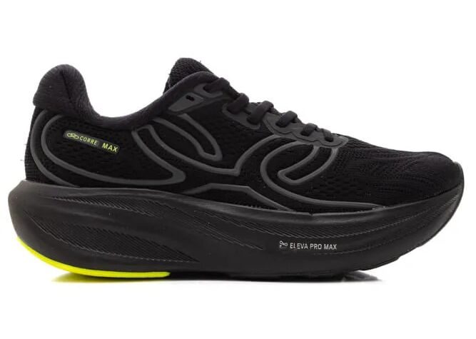 Tênis preto Olympikus Corre Max com detalhes verdes