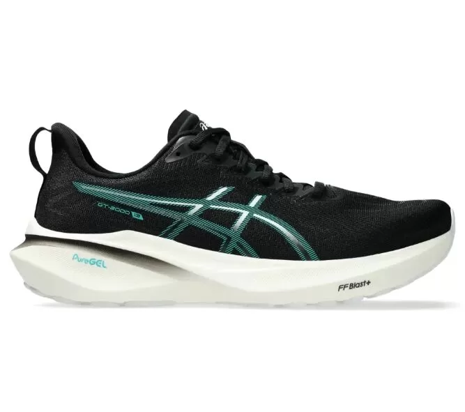 Tênis Asics GT-2000 em preto e verde para corrida